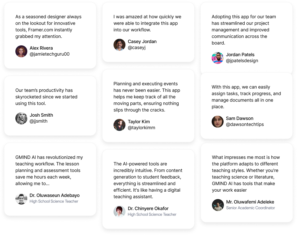 User Testimonials
